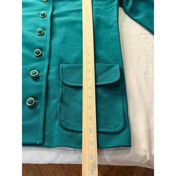 Vintage 70s Green Blazer Jacket Long Sleeve Button Front Pockets Coat Business - Picture 10 of 12